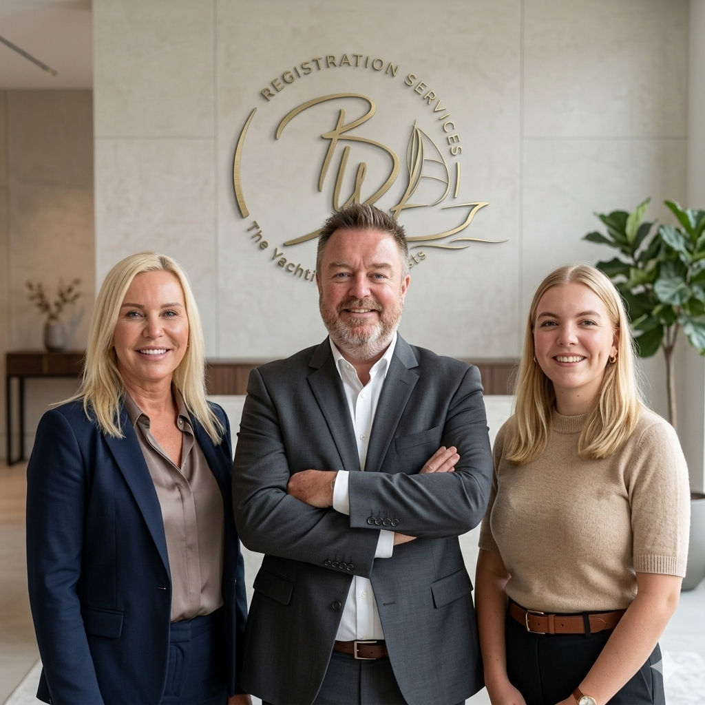 Equipo de Servicios de Registro de BlueWater - Jeroen Korthuis, Ingrid y Chanel